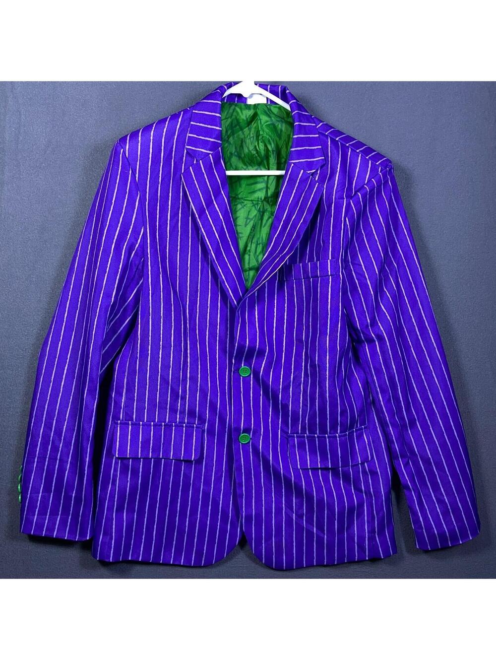 Spirit The Joker Boys  Costume Jacket Purple Striped Green Lining Size S Adult
